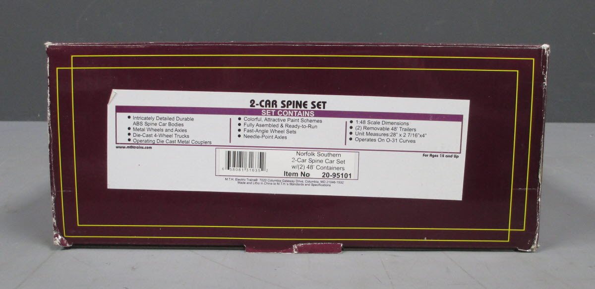 MTH 20-95101 O Norfolk Southern Spine Car Set w/Containers (Set of 2)