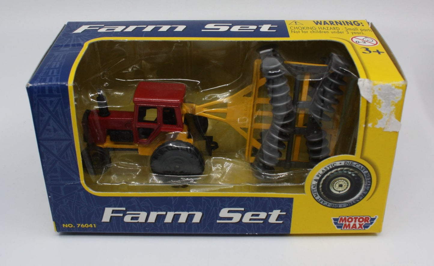 Motor Max 76041 HO Die Cast Red Tractor with Yellow Tiler