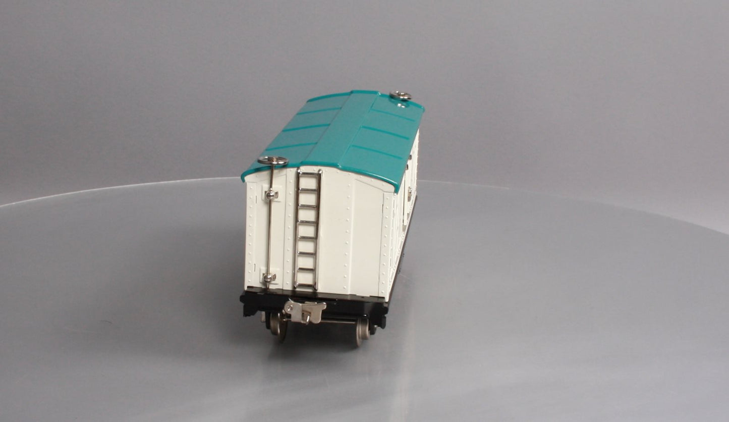 MTH 10-1089 Std. Gauge White & Blue Tinplate Reefer Car #514R with Nickel Trim