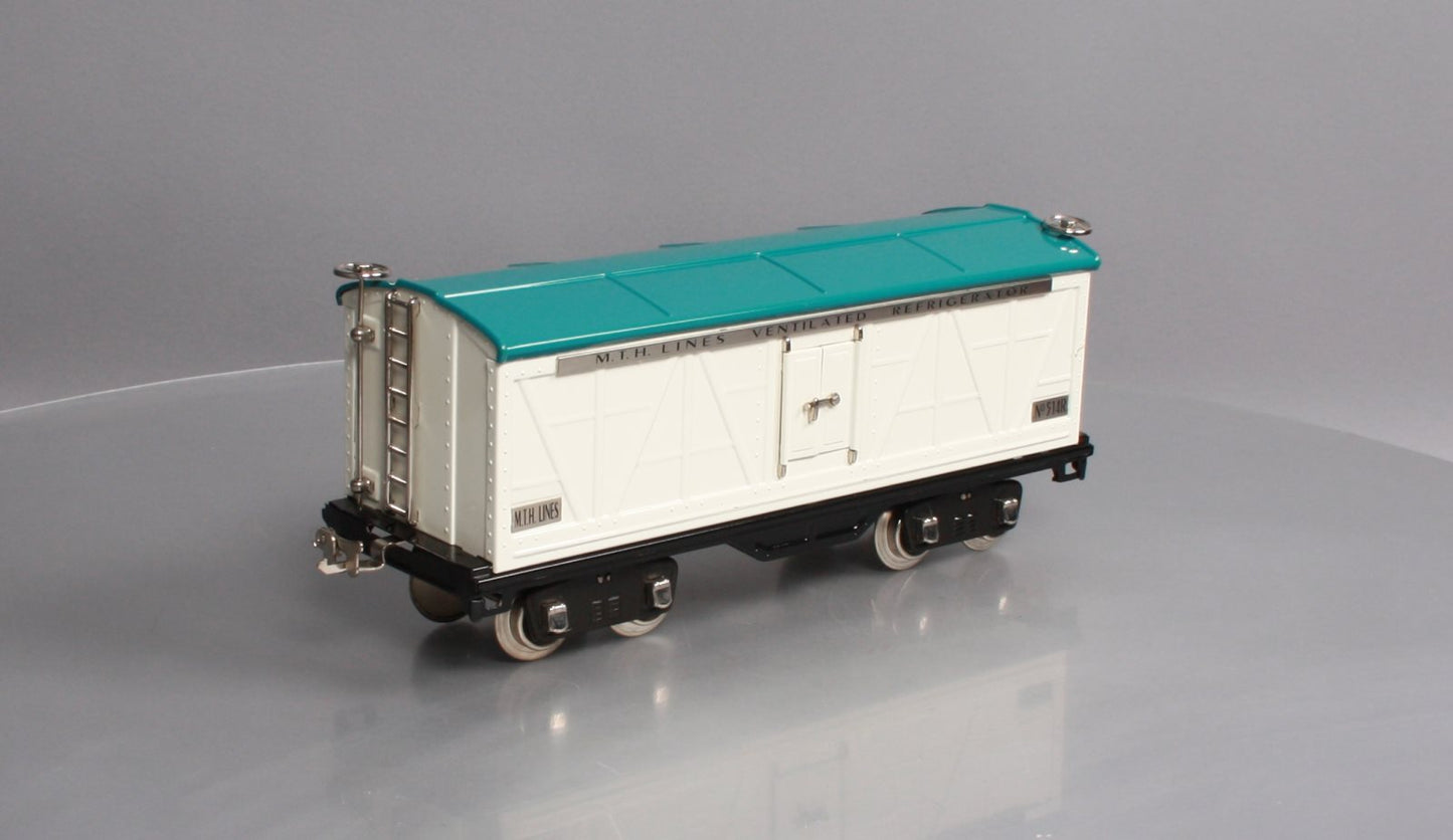 MTH 10-1089 Std. Gauge White & Blue Tinplate Reefer Car #514R with Nickel Trim