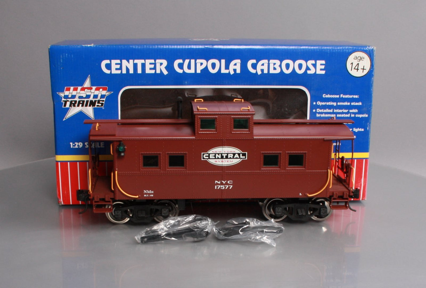 USA Trains R12166 G NYC Center-Cupola Steel Caboose with Lights #17577