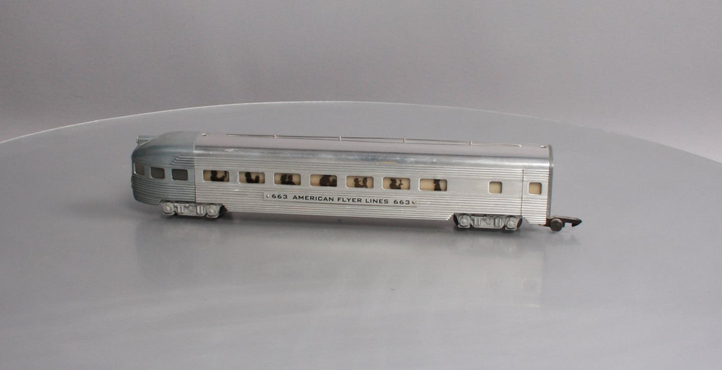 American Flyer 663 Vintage S Aluminum Illuminated Observation Car