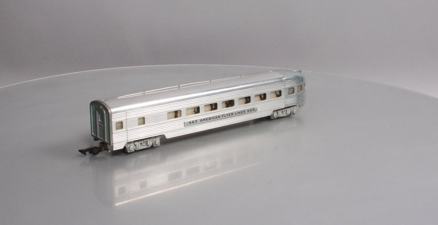 American Flyer 663 Vintage S Aluminum Illuminated Observation Car