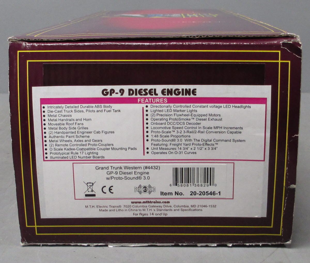 MTH 20-20546-1 Grand Trunk Western GP-9 Diesel Engine #4432