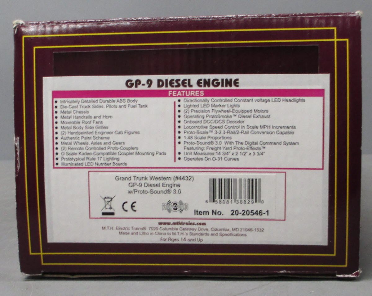 MTH 20-20546-1 Grand Trunk Western GP-9 Diesel Engine #4432