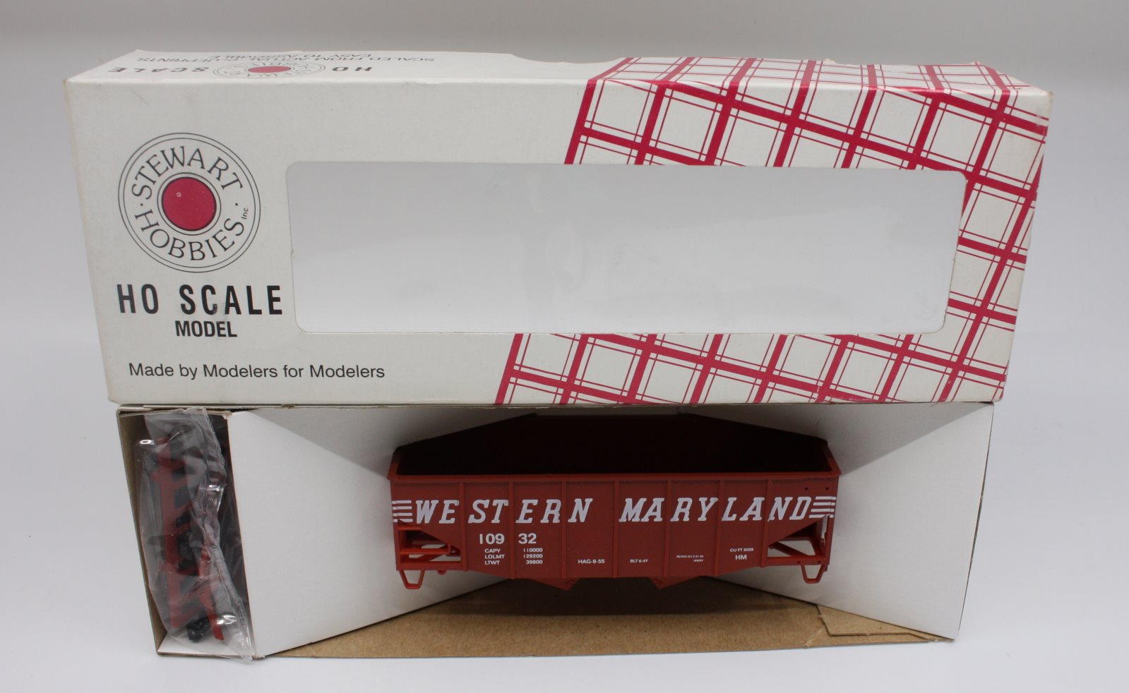 Stewart 10106 HO Western Maryland Fishbelly 55 Ton 6 Panel 2 Bay Hopper #10932