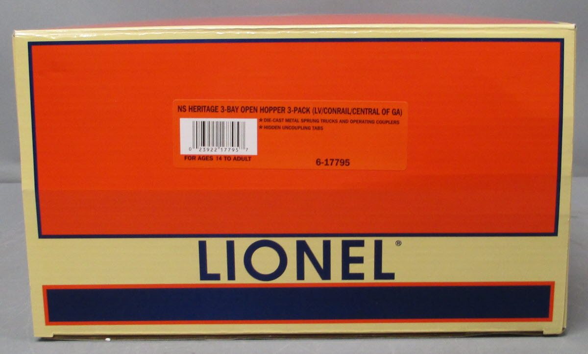 Lionel 6-17795 O NS Heritage CR/LV/CG Open 3-Bay Hopper (3-Pack)