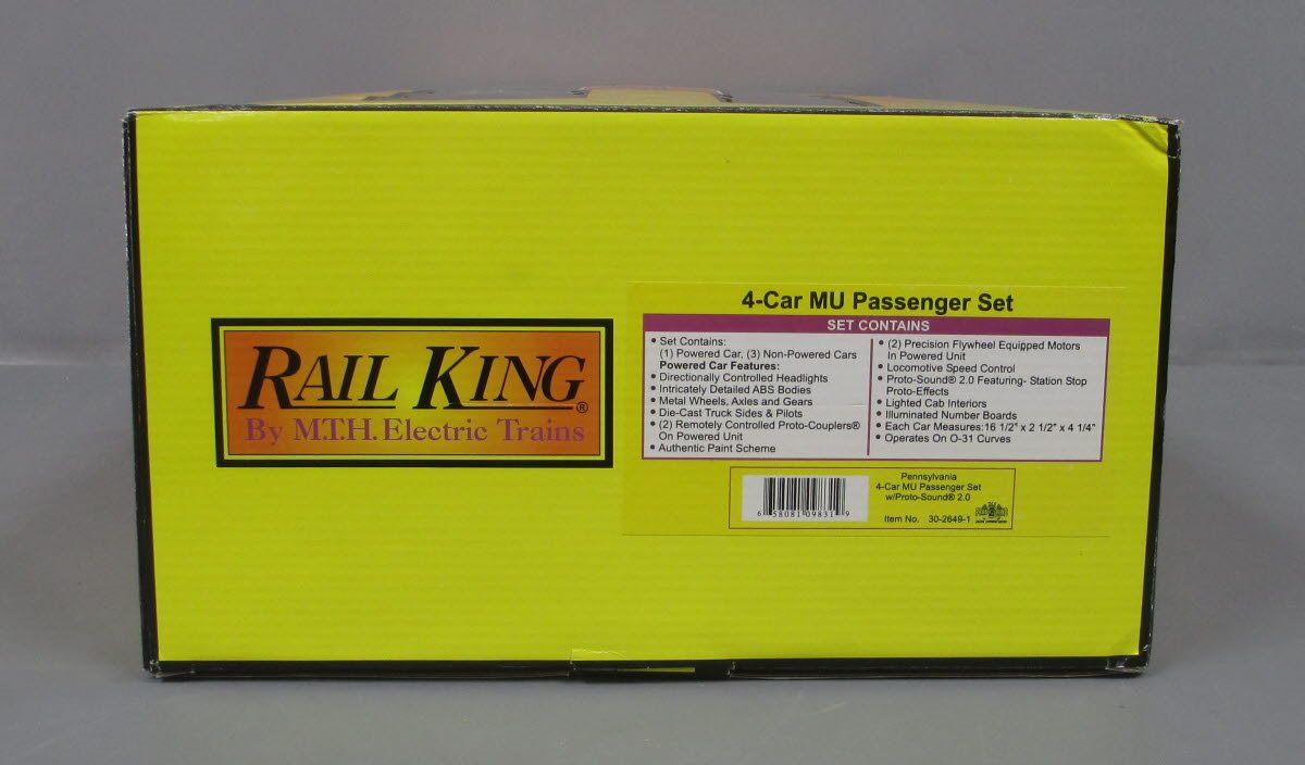 MTH 30-2649-1 O Pennsylvania MU Passenger Set w/Proto-Sound 2.0 (Set of 4)