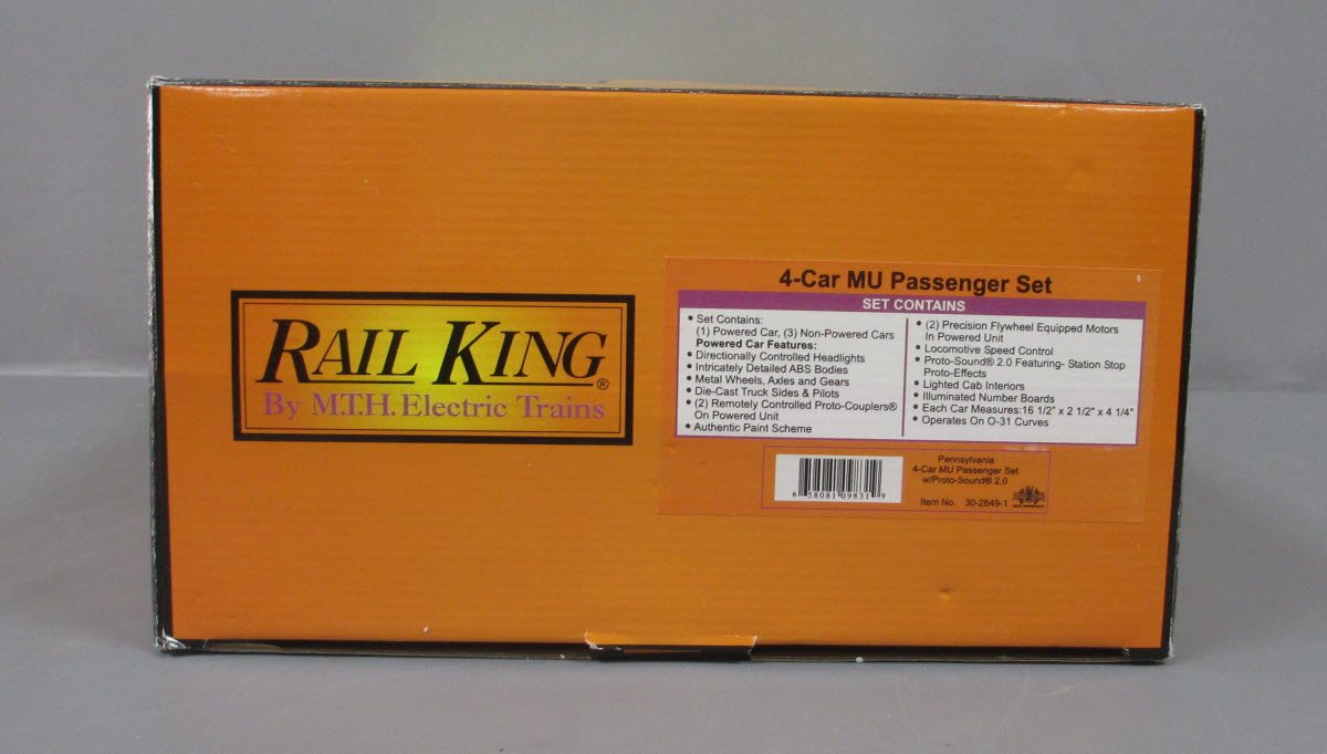 MTH 30-2649-1 O Pennsylvania MU Passenger Set w/Proto-Sound 2.0 (Set of 4)