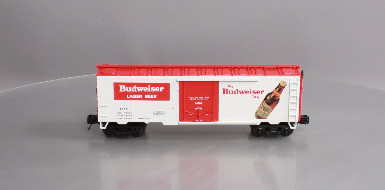 MTH 20-94125 O Gauge Budweiser Operating Beer Refrigerator Car #1955