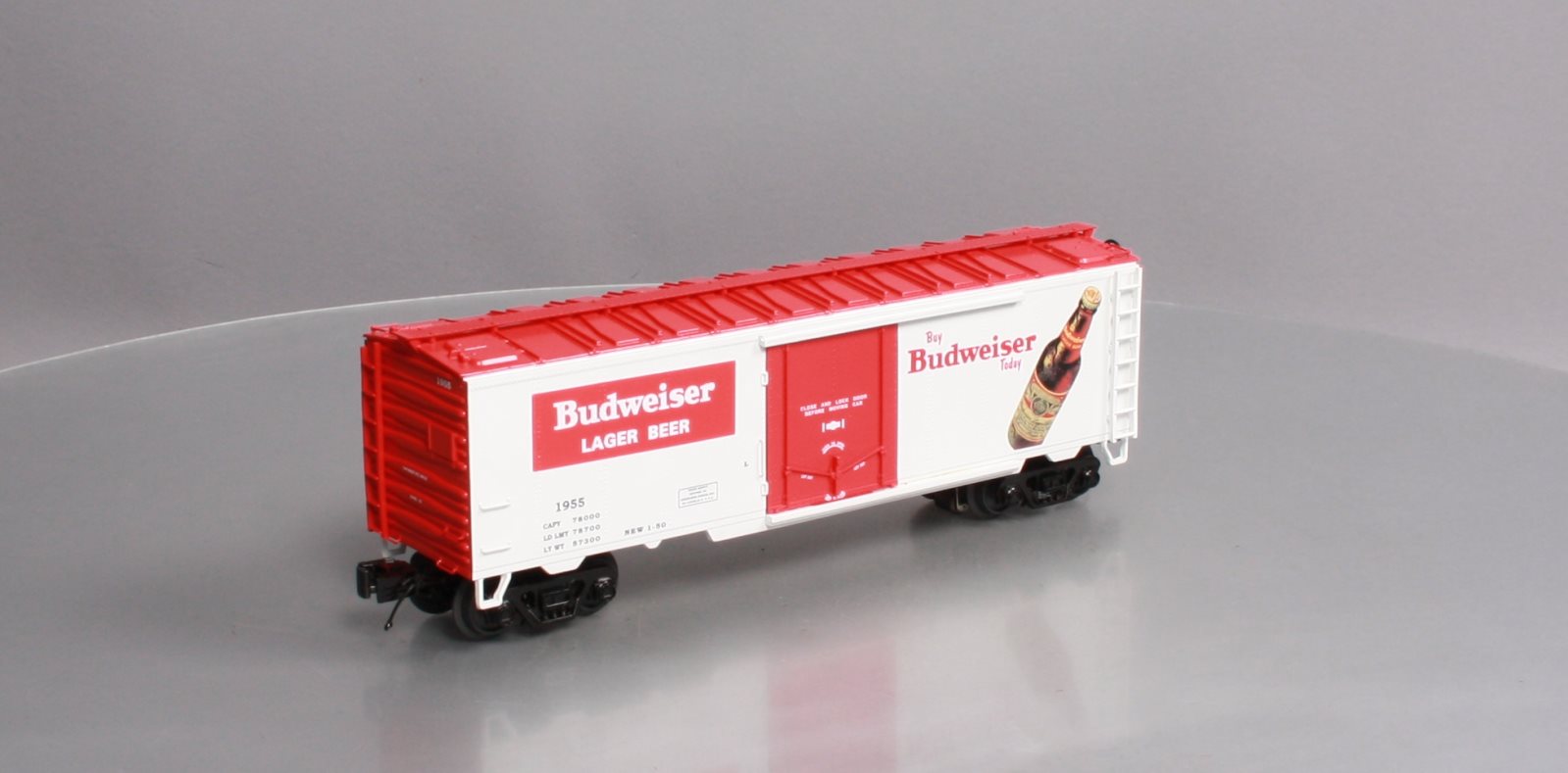 MTH 20-94125 O Gauge Budweiser Operating Beer Refrigerator Car #1955