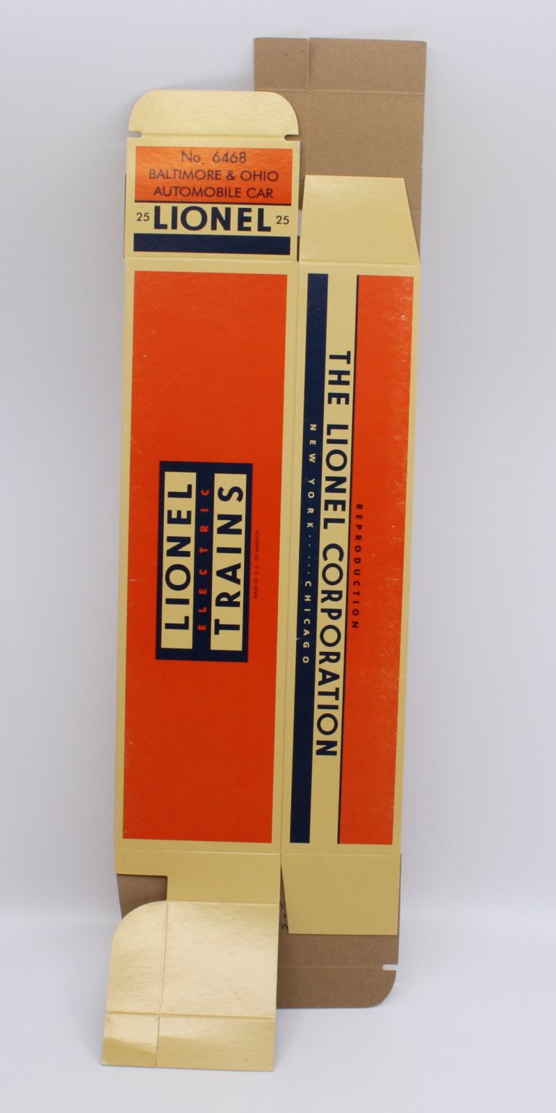 Lionel 6468 Vintage O Baltimore & Ohio Automobile Car Box Only - Reproduction