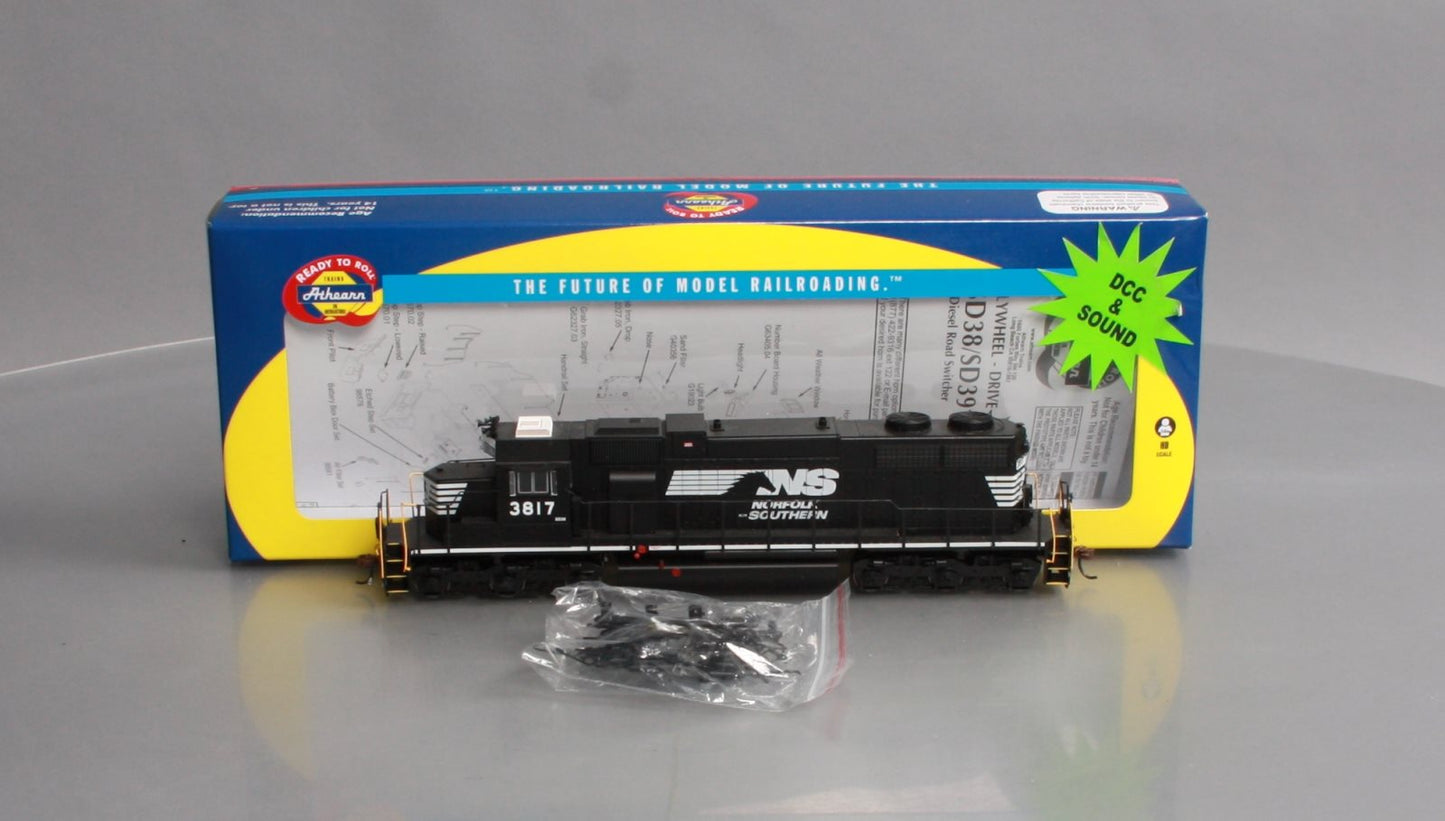 Athearn 88587 HO Norfolk Southern SD38 Diesel Locomotive w/DCC & Sound RTR #3817