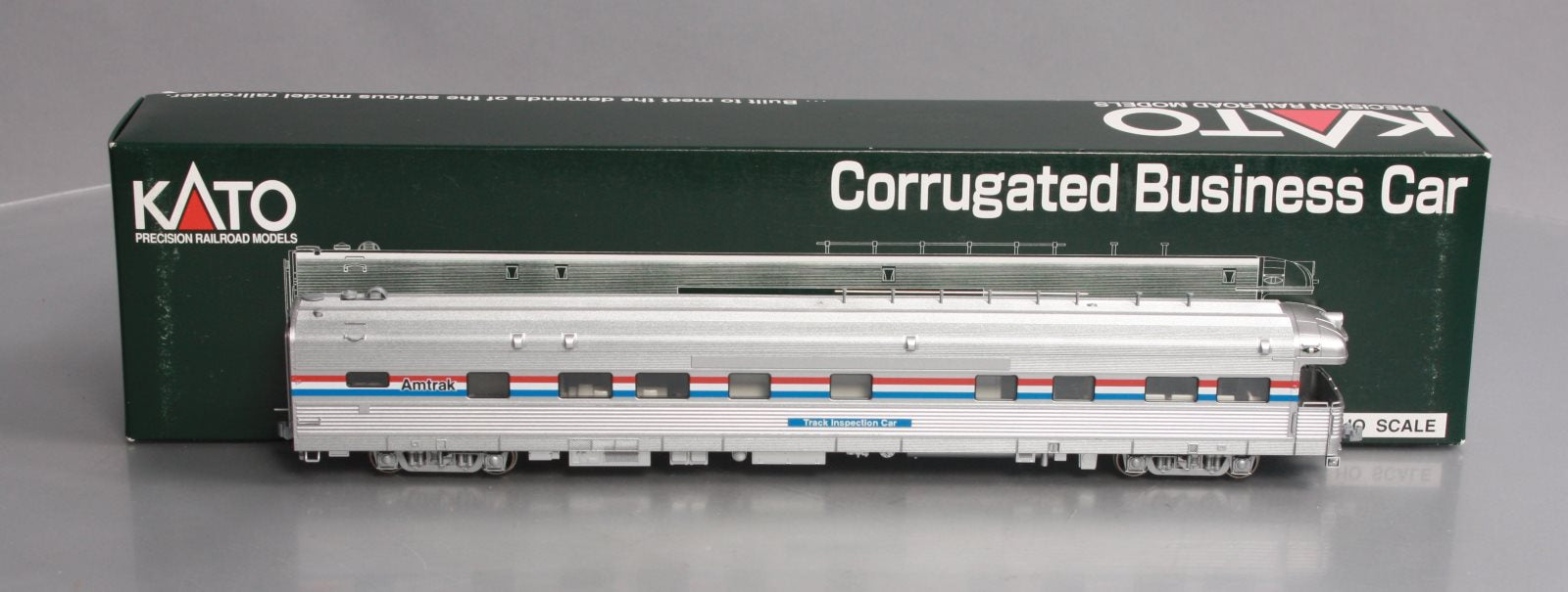 Kato 35-6001 HO Scale Amtrak Corrugated Track Inspection Business Car #10000