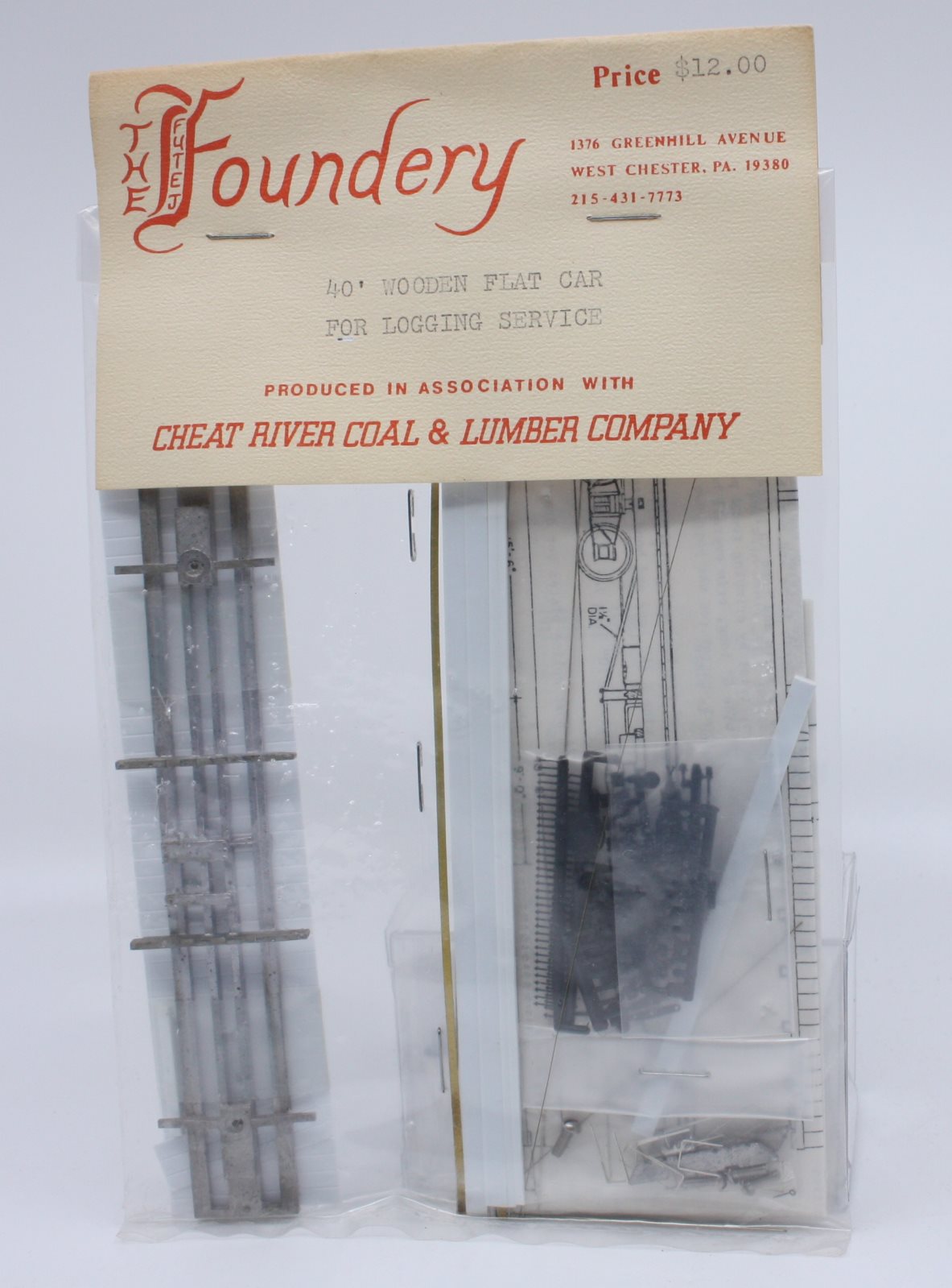 The Foundery HO 40' Wooden Flat Car for Logging Services Kit
