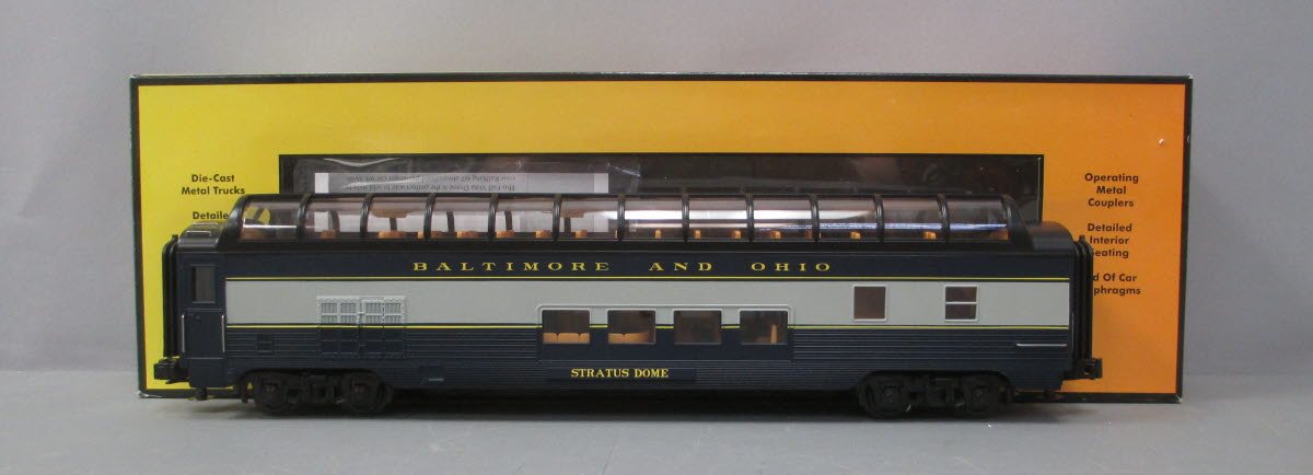 MTH 30-68167 O-27 60' Streamlined Full-Length Vista Dome, B&O