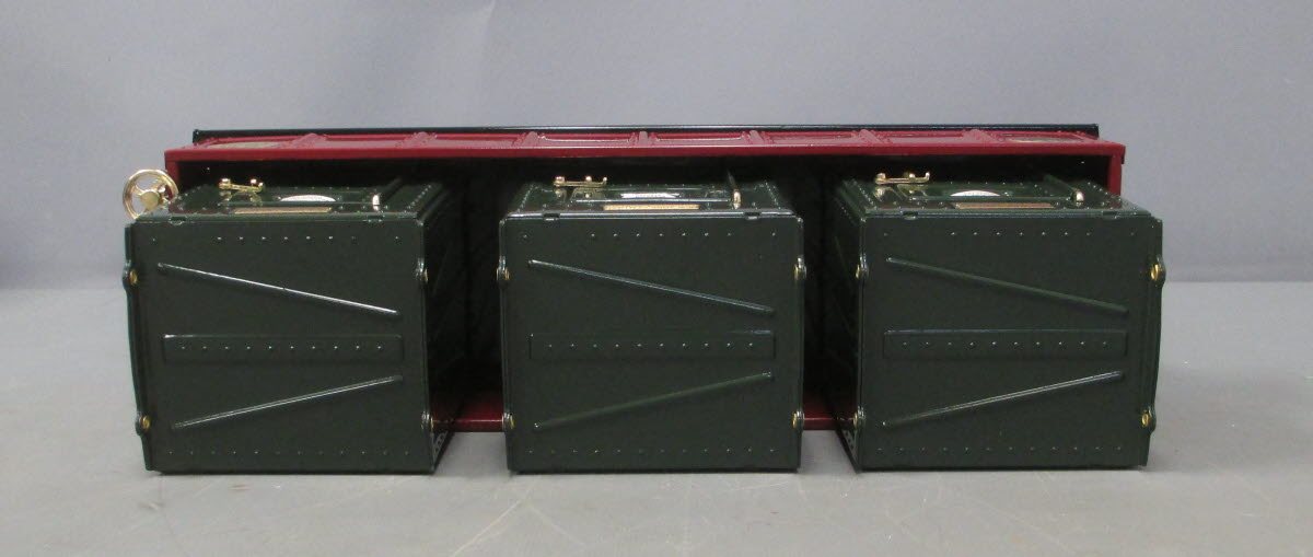 MTH 10-1073 Standard Gauge Tinplate 212 Maroon Gondola with Containers