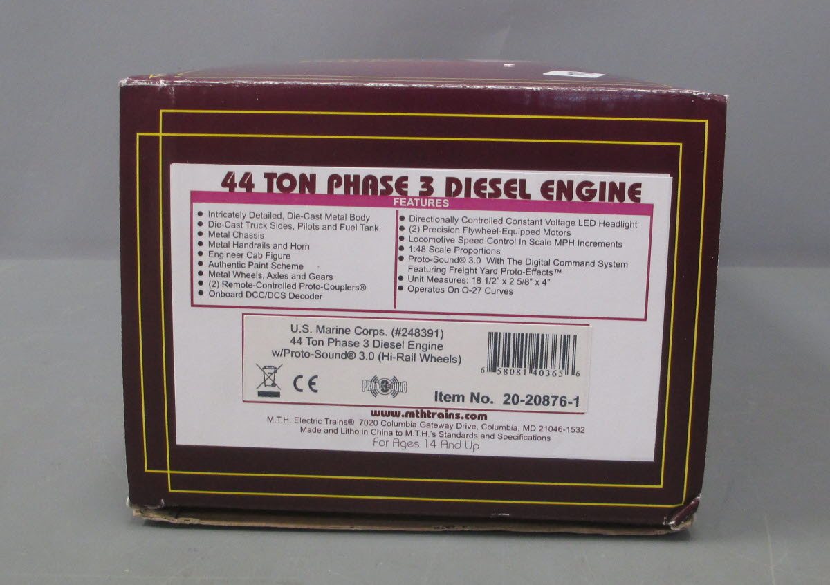 MTH 20-20876-1 O U.S. Marine Corps. G.E. 44 Ton Phase 3 Diesel Engine #248391