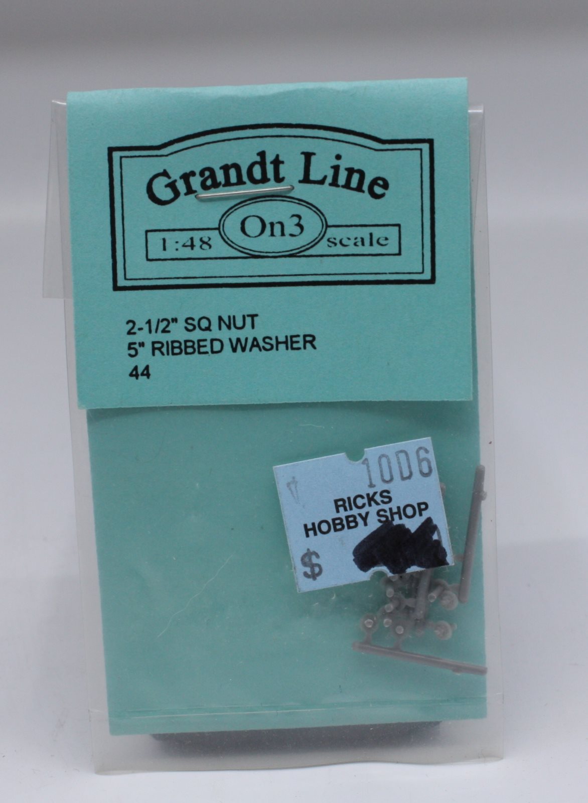 Grandt Line 44 O Scale 2 1/8" SQUARE NUT, 5" RIBBED WASHER (Pack of 10)