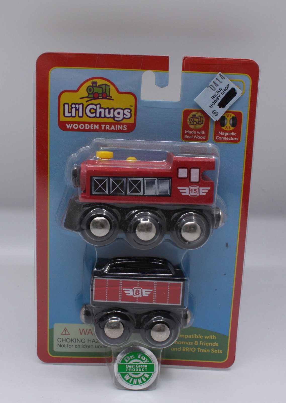 Wow Toyz 0475 Li'l Chugs Wooden Trains Red Train Set #15 & #8 (Set of 2)