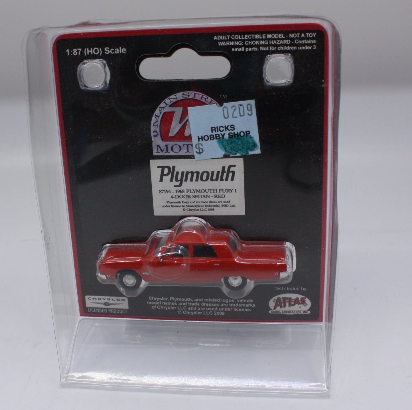 Atlas 87194 HO 1968 Plymouth Fury I 4-Door Sedan-Red
