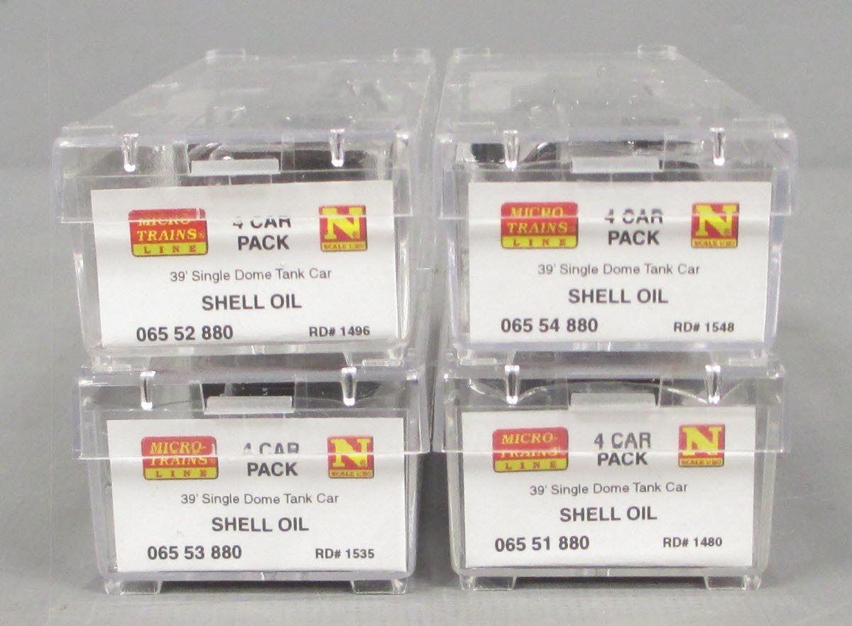 Micro-Trains 99300108 N Shell 39' Single Dome Tank Runner Pack (Set of 4)