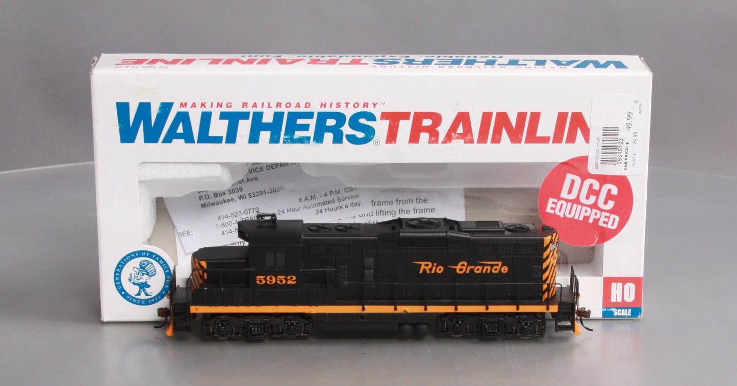 Walthers 931-5103 HO D&RGW EMD GP9M Diesel Locomotive DCC Ready to Run