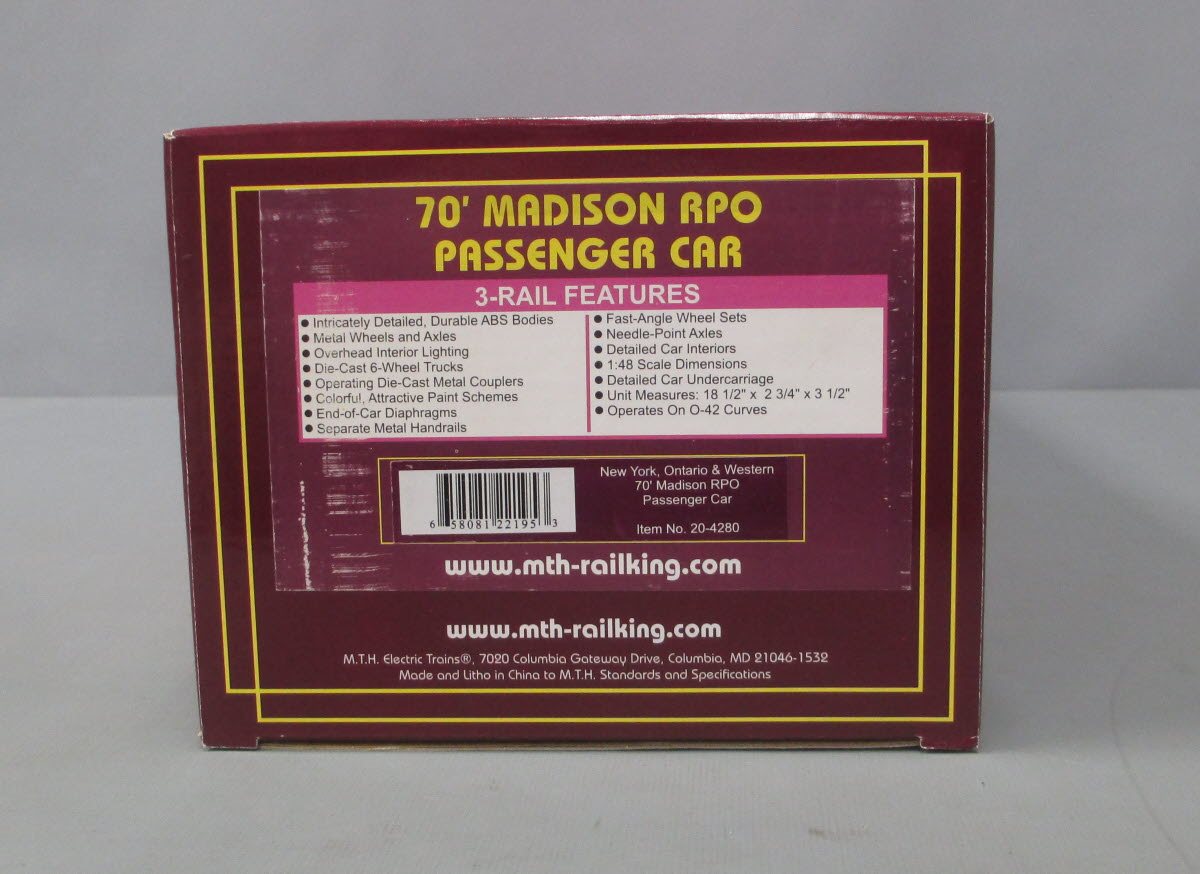 MTH 20-4280 NYO&W 70' Madison RPO Passenger Car