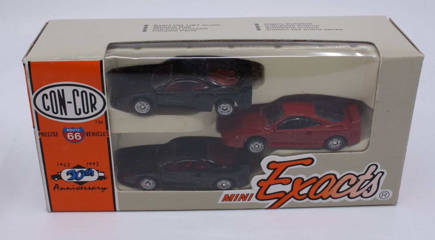 Con-Cor 0004-004005 HO Ferrari Black/Red Set (Pack of 3)