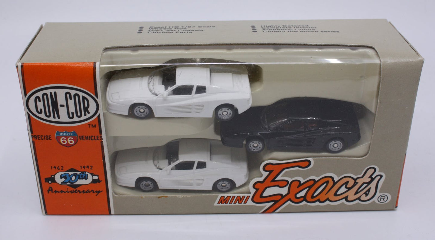 Con-Cor 0004-004004 HO White/Black Ferrari Testarossa Set (Pack of 3)