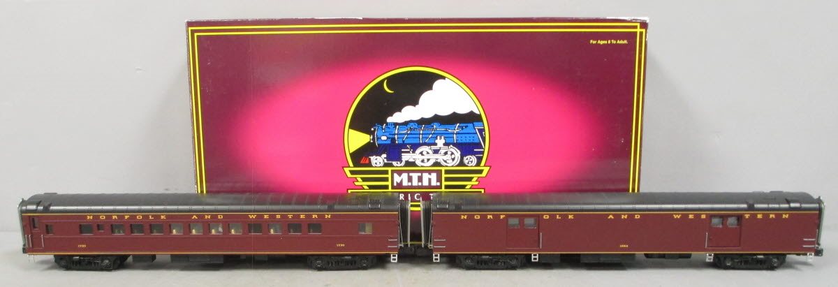 MTH 20-69145 O N&W 70’ Streamlined Baggage/Coach Passenger Car Set (Set of 2)