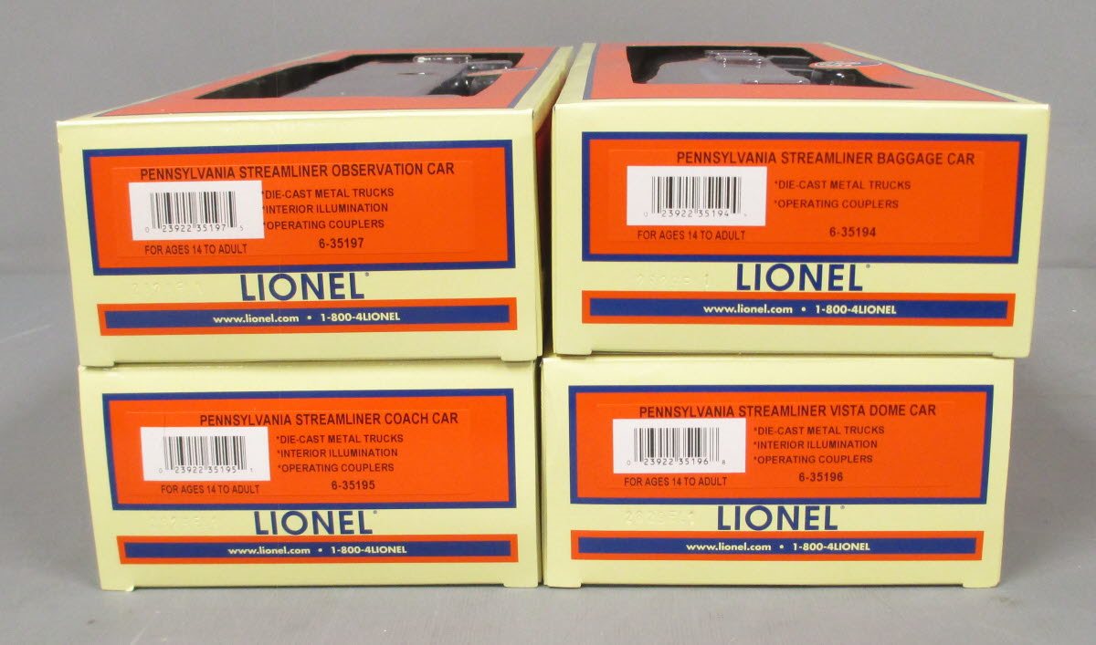 Lionel 6-35193 O Pennsylvania Streamliner Passenger Cars (Set of 4)