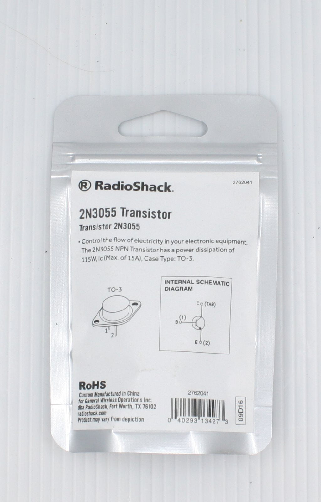 Radio Shack 2N3055 Transistor TO-3 Case Type