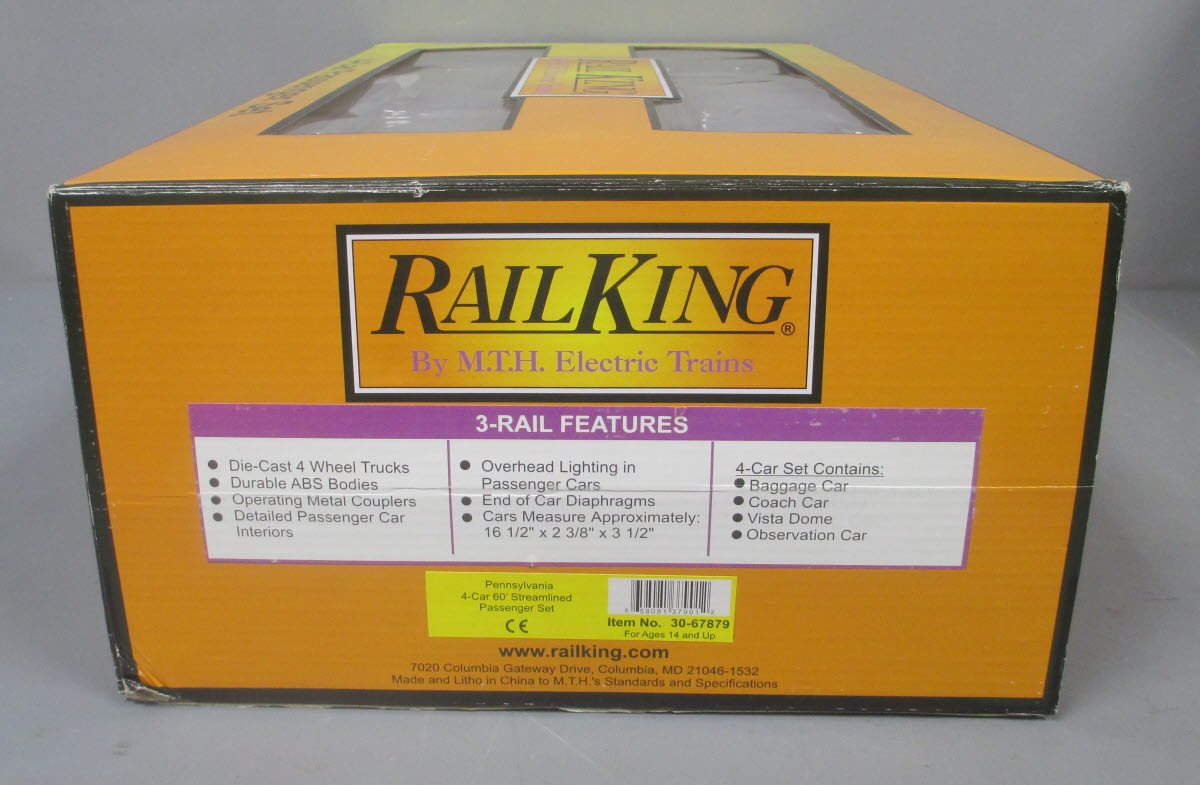MTH 30-67879 O Pennsylvania 60' Streamlined Passenger Car Set (Set of 4)