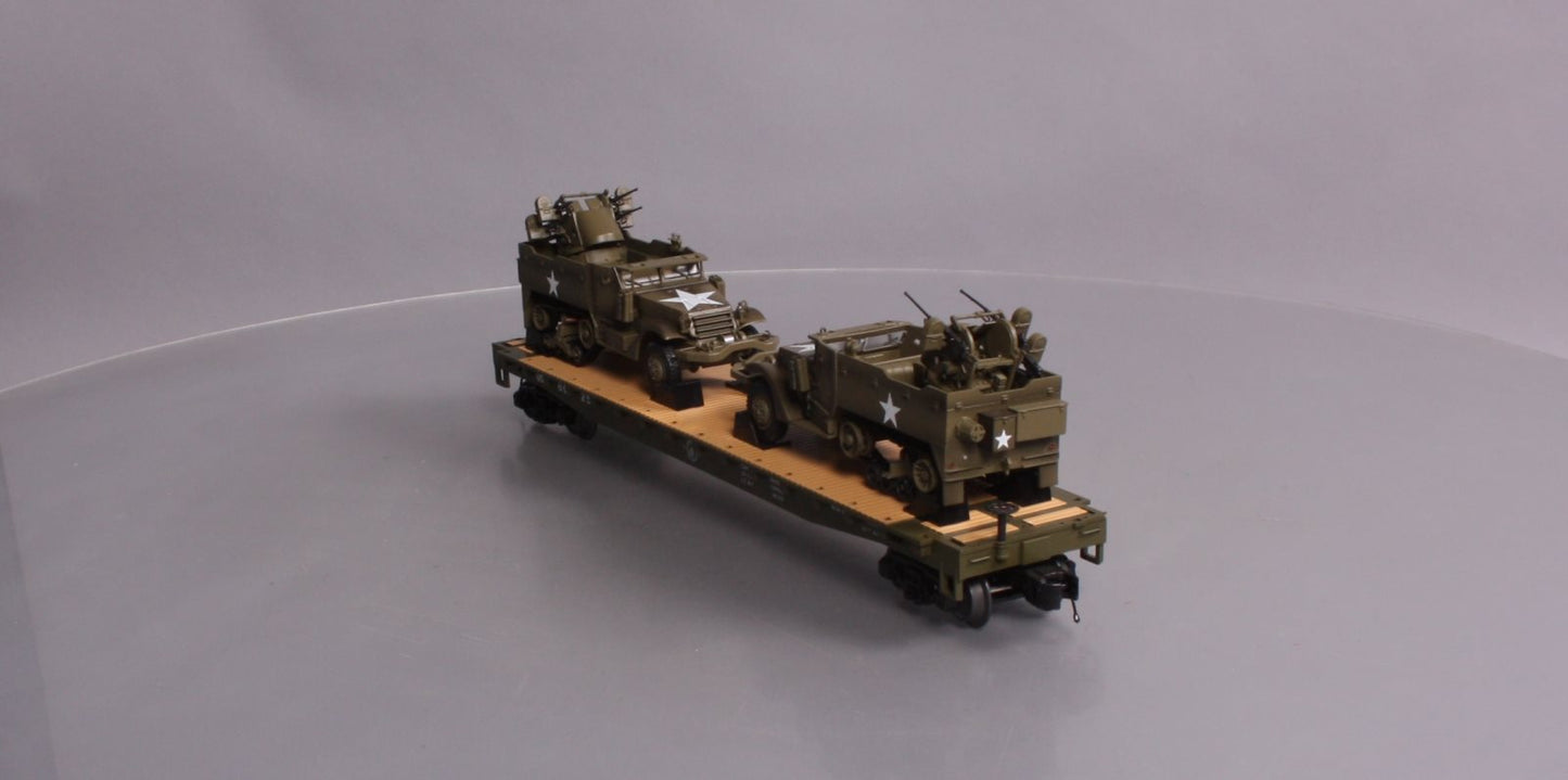 MTH 20-95327 O US Army Flatcar w/Half-Track M16 Scout Car #609255
