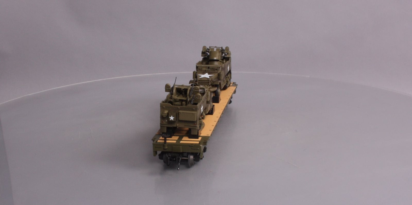 MTH 20-95327 O US Army Flatcar w/Half-Track M16 Scout Car #609255