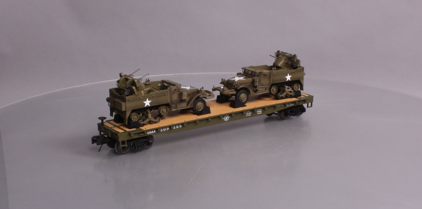 MTH 20-95327 O US Army Flatcar w/Half-Track M16 Scout Car #609255