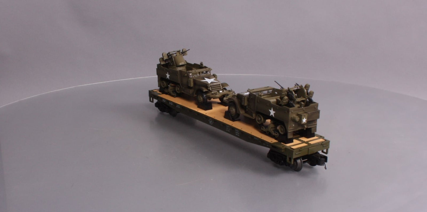 MTH 20-95327 O US Army Flatcar w/Half-Track M16 Scout Car #609255
