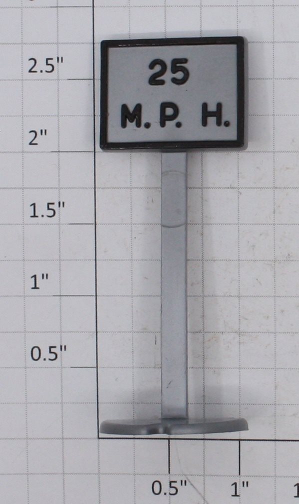 Marx PS-1-25MPHG Gray Railroad Sign, 25MPH