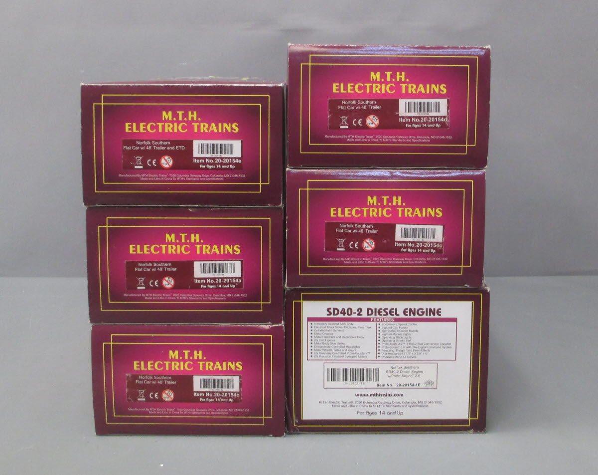 MTH 20-20154-1 Norfolk Southern SD40-2 O Gauge Diesel Freight Train Set w/PS 2.0