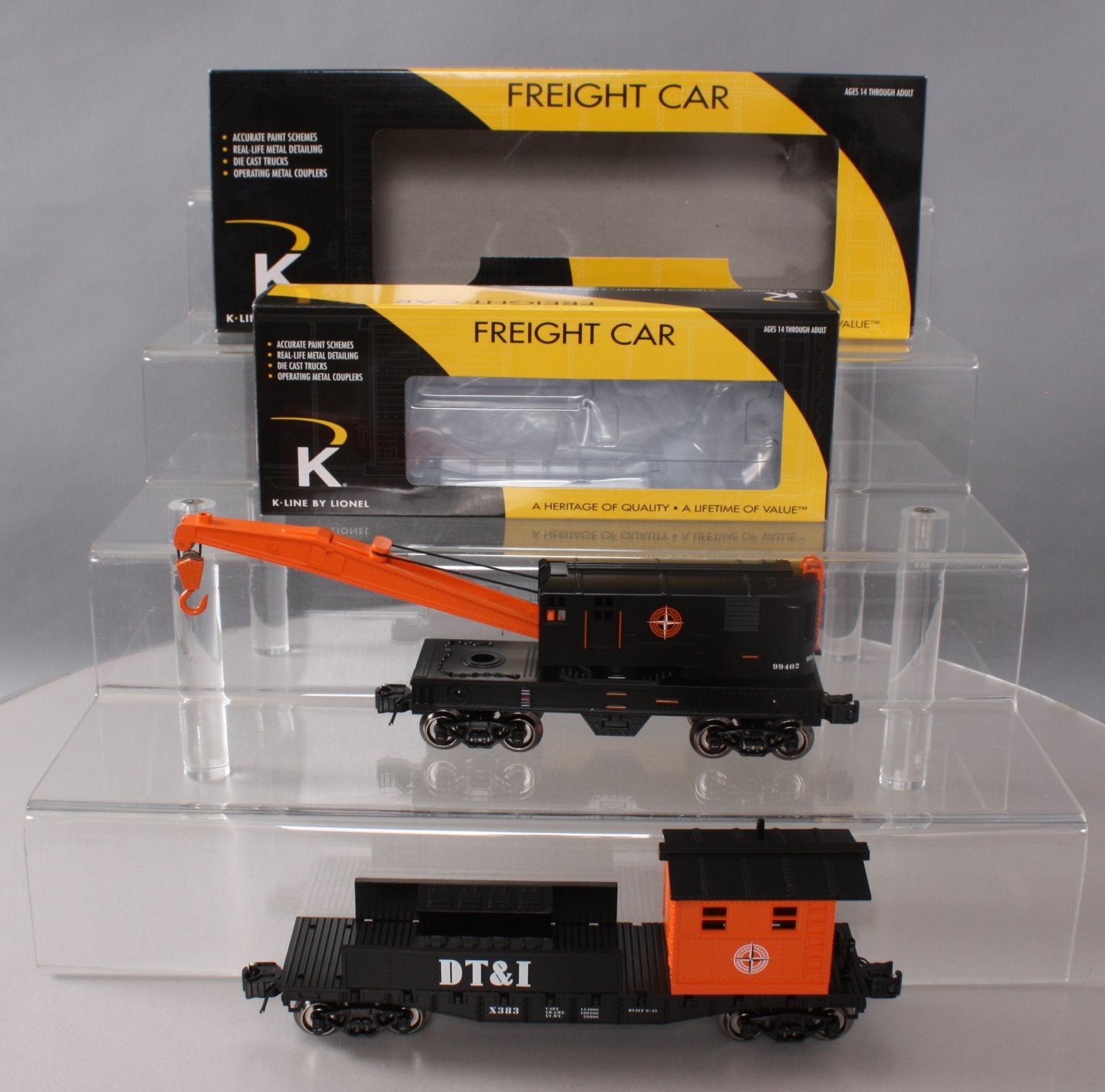 Lionel K-Line 6-21646 Detroit Toledo & Ironton Work Crane & Boom Car Set