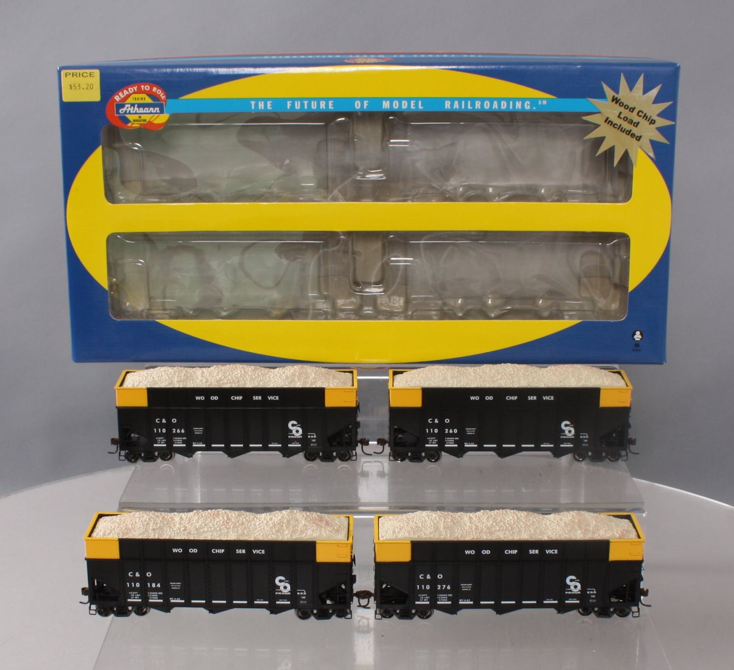 Athearn 76396 HO C&O RTR 40' Wood Chip Hopper (Set of 4)