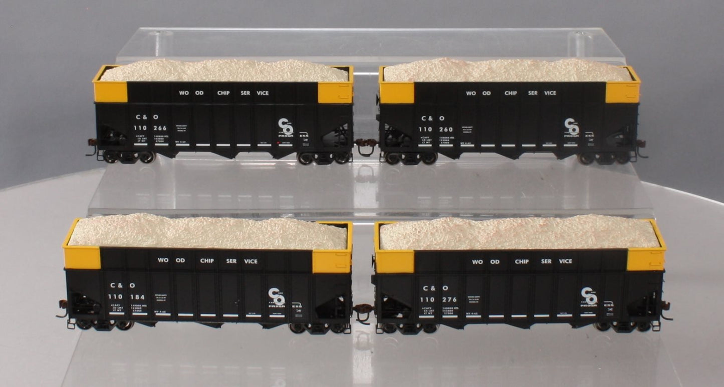 Athearn 76396 HO C&O RTR 40' Wood Chip Hopper (Set of 4)
