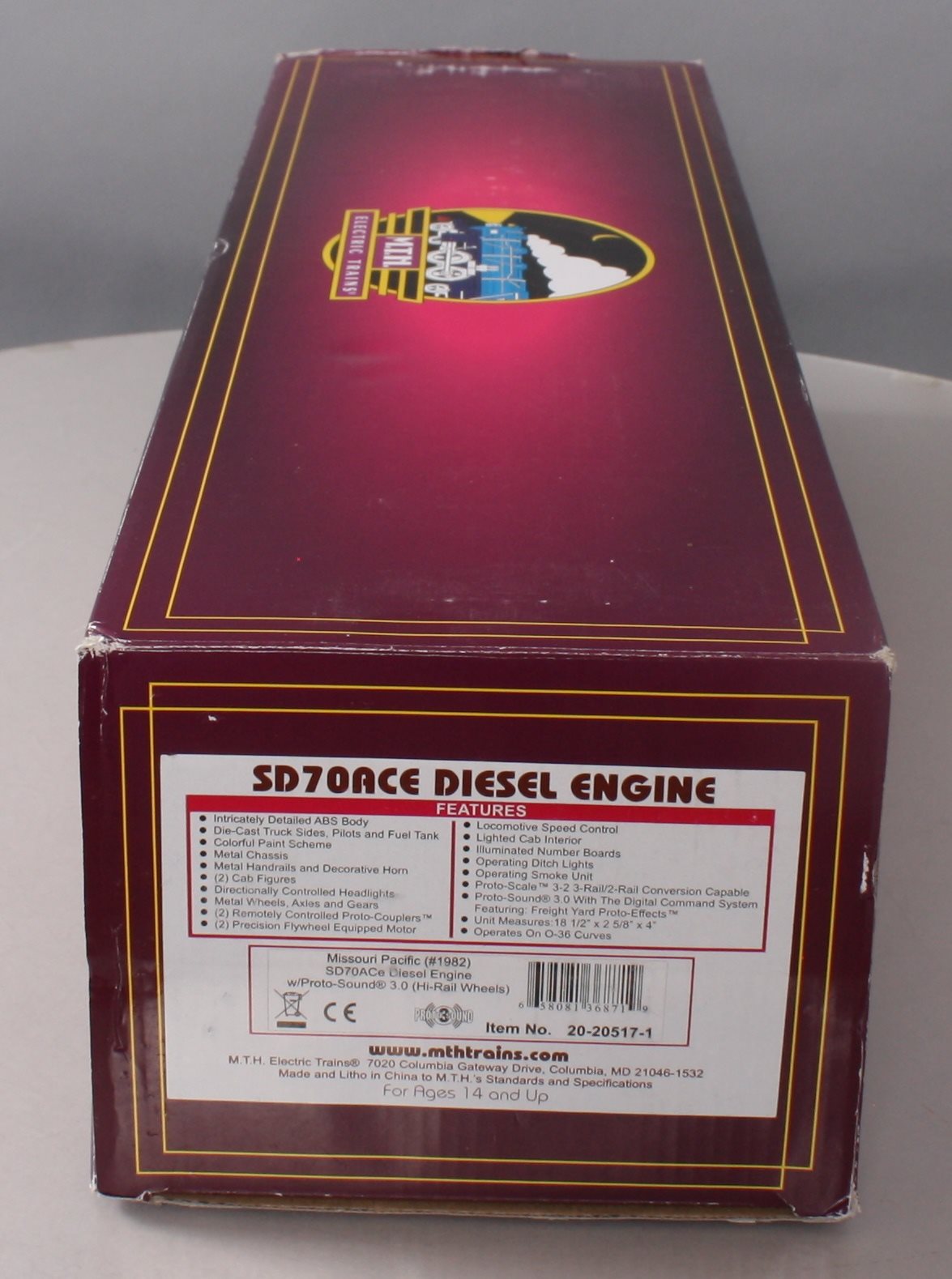 MTH 20-20517-1 Missouri Pacific SD70ACe Diesel Engine w/ P-S 3 #1982 (Hi-Rail)