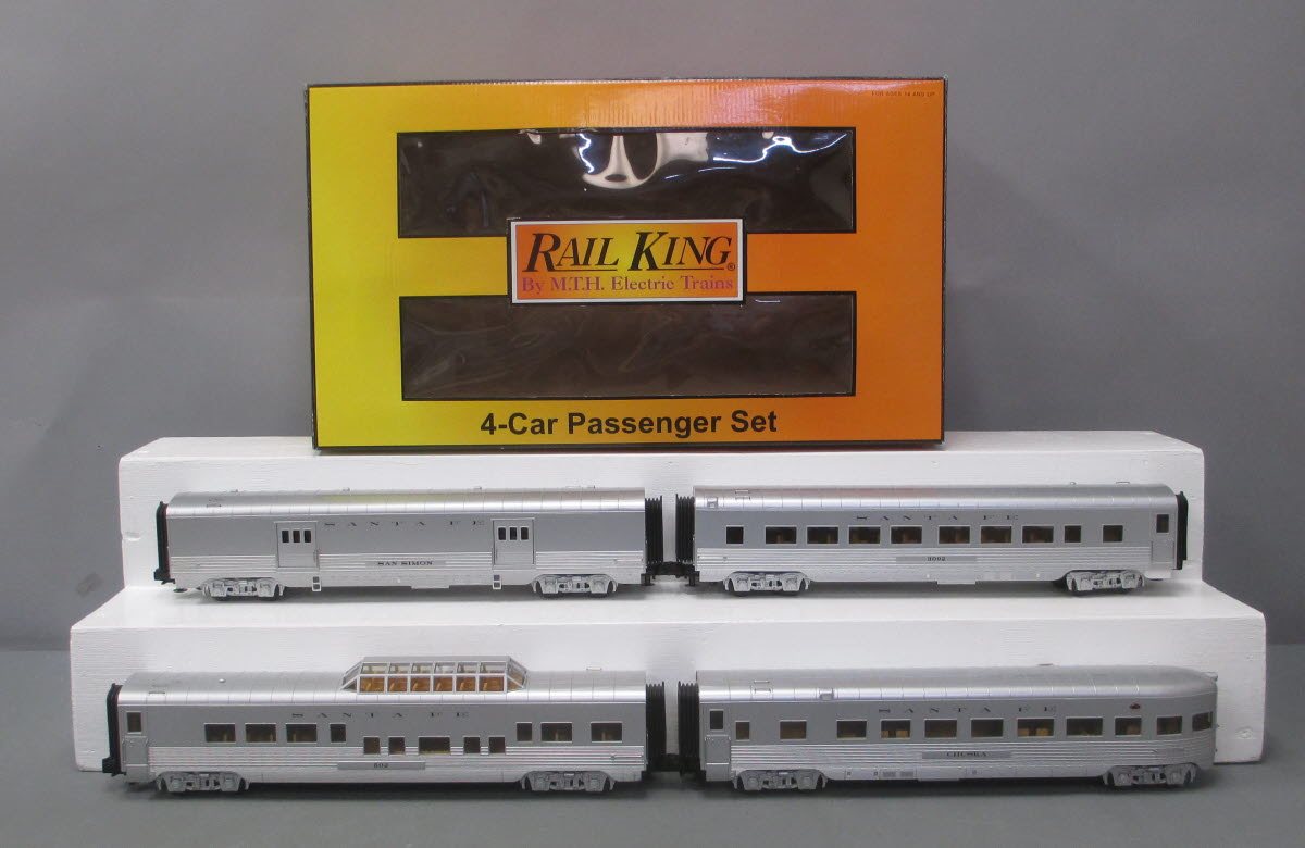 MTH 30-67650 O Gauge ATSF RailKing 60' Streamlined Passenger Cars (Set of 4)