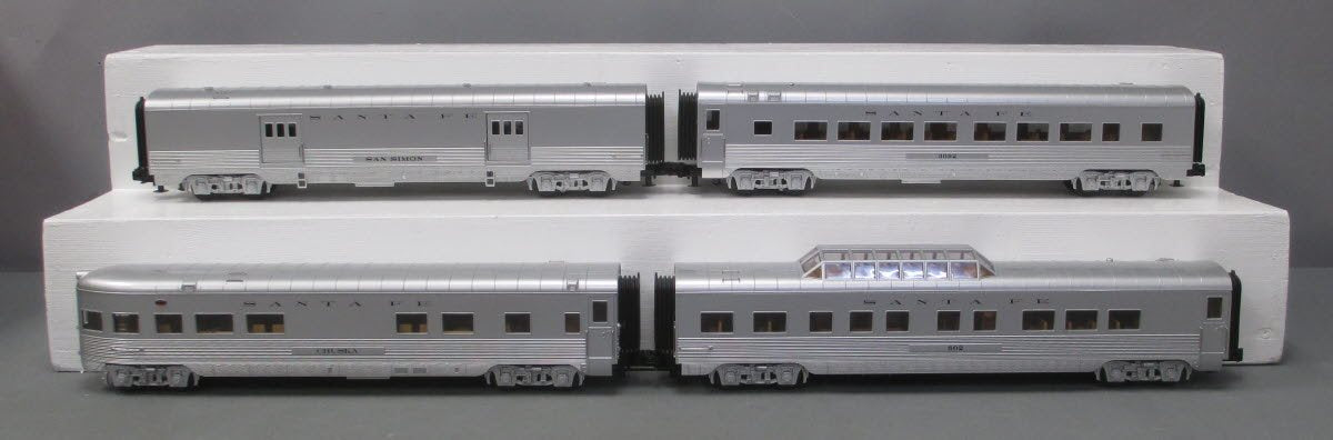 MTH 30-67650 O Gauge ATSF RailKing 60' Streamlined Passenger Cars (Set of 4)