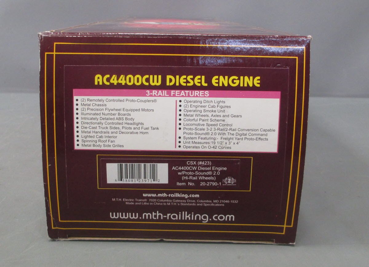 MTH 20-2790-1 CSX AC4400cw Diesel Engine w/Proto-Sound 2.0 #423