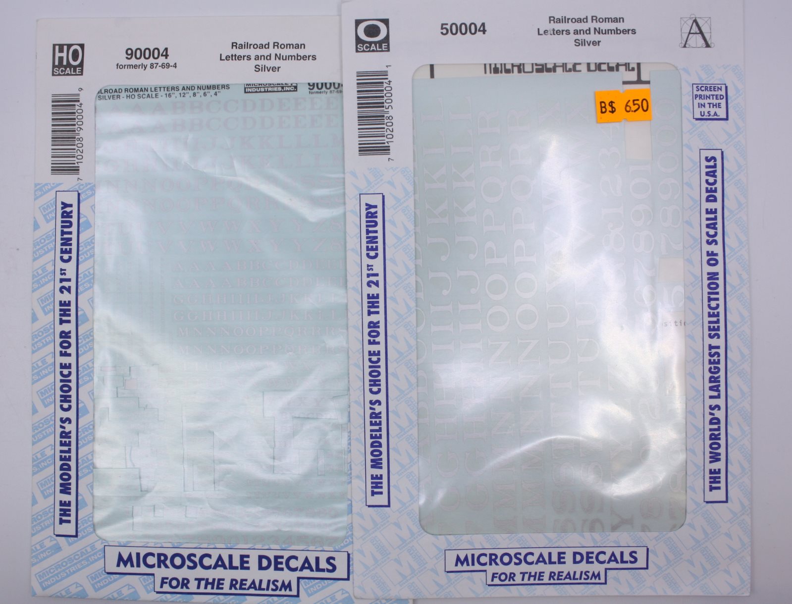 Microscale 87-7 HO Silver RR Letters & Numbers Decal Sheet (Set of 2)