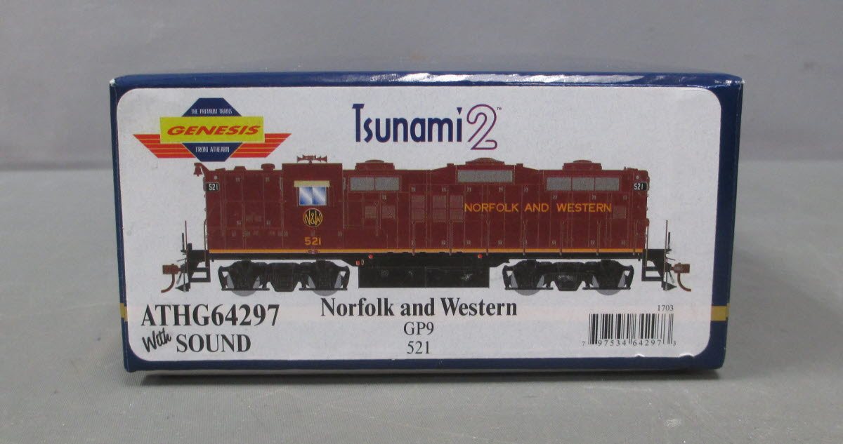 Athearn G64297 HO N&W Tuscan GP9 Diesel Locomotive with DCC & Sound #521