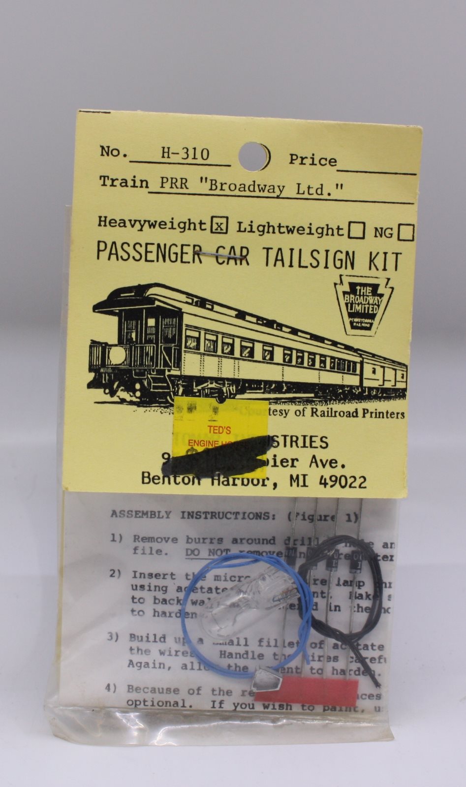 Tomar Industries 310 HO Scale Lighted Drumhead Kit Trainz